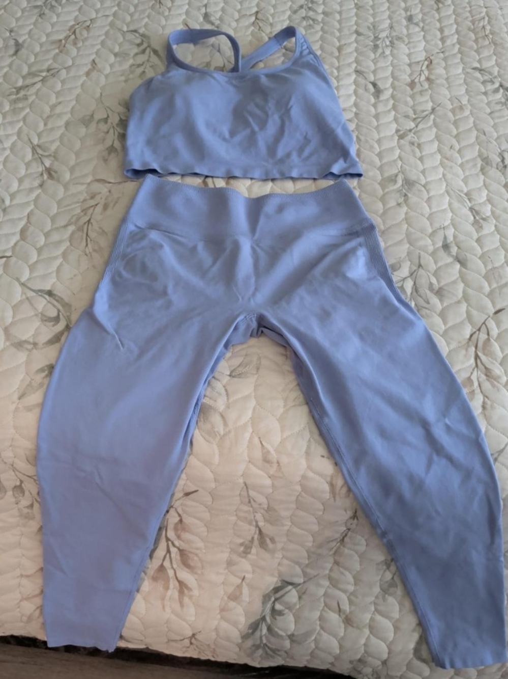 Fabletics Light Blue Active Leggings and Crop Top Set